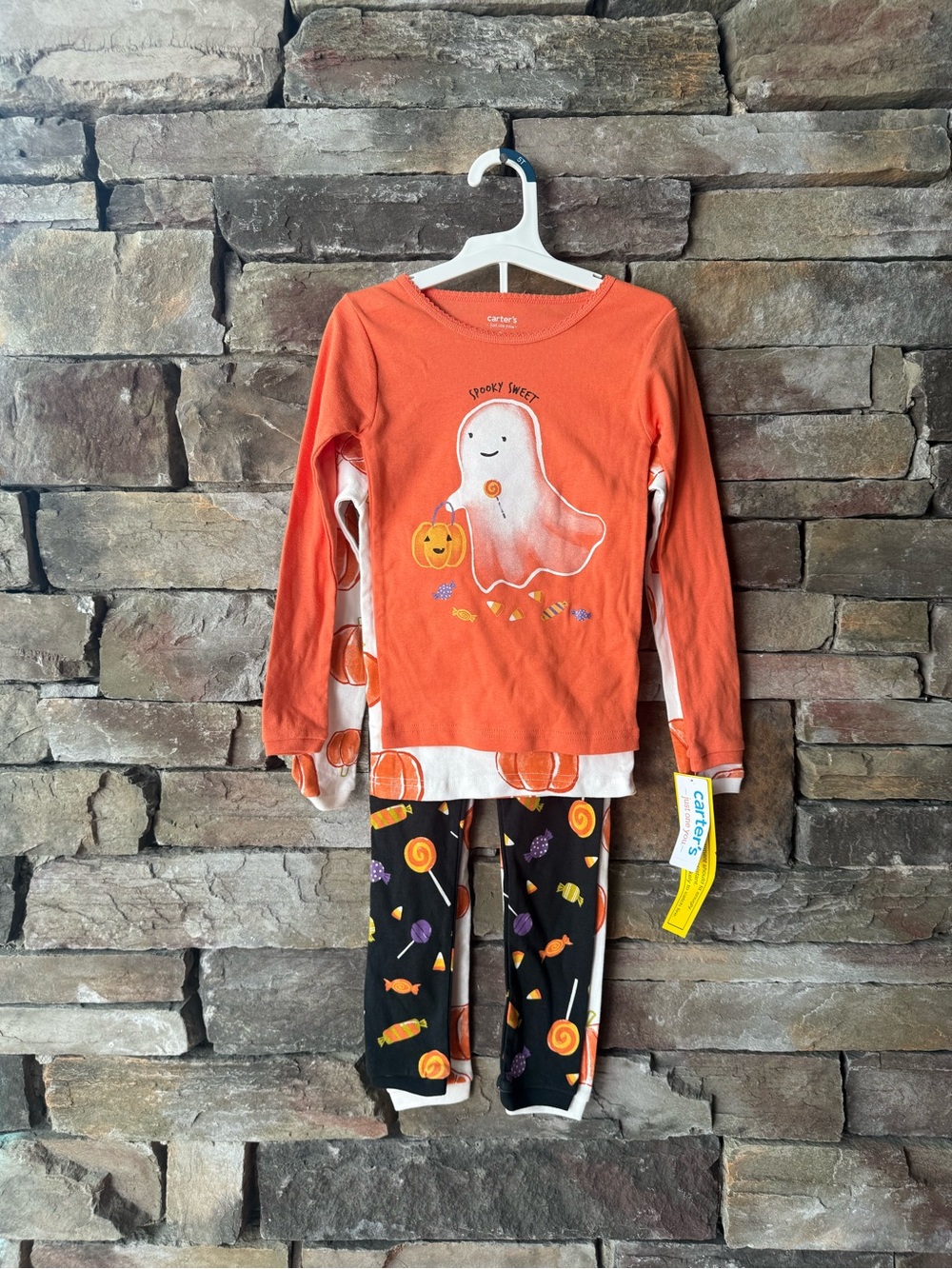 NWT Toddler Girls Halloween Ghost Candy/Pumpkin Pajama Set 5T